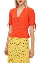 Women's Topshop Bryony Tea Button Front Blouse Us (fits Like 0) - Orange