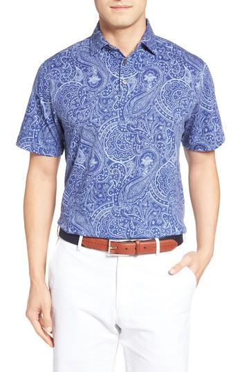 Men's Peter Millar Crown Paisley Polo, Size - Blue