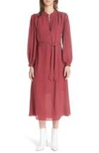 Women's Equipment Francois Tie-waist Silk Midi Dress - Red