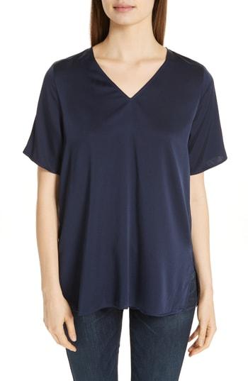 Women's Eileen Fisher Silk Blend V-neck Tunic Top - Blue