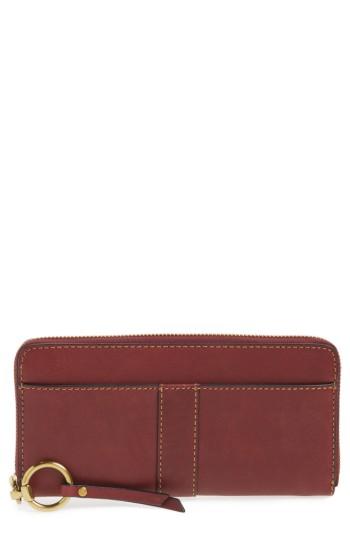 Women's Frye Ilana Harness Leather Zip Wallet - Burgundy