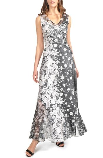 Women's Komarov Lace-back Maxi Dress With Shawl - Black