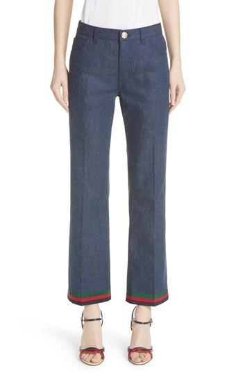 Women's Gucci Rabbit Patch Flare Jeans - Blue