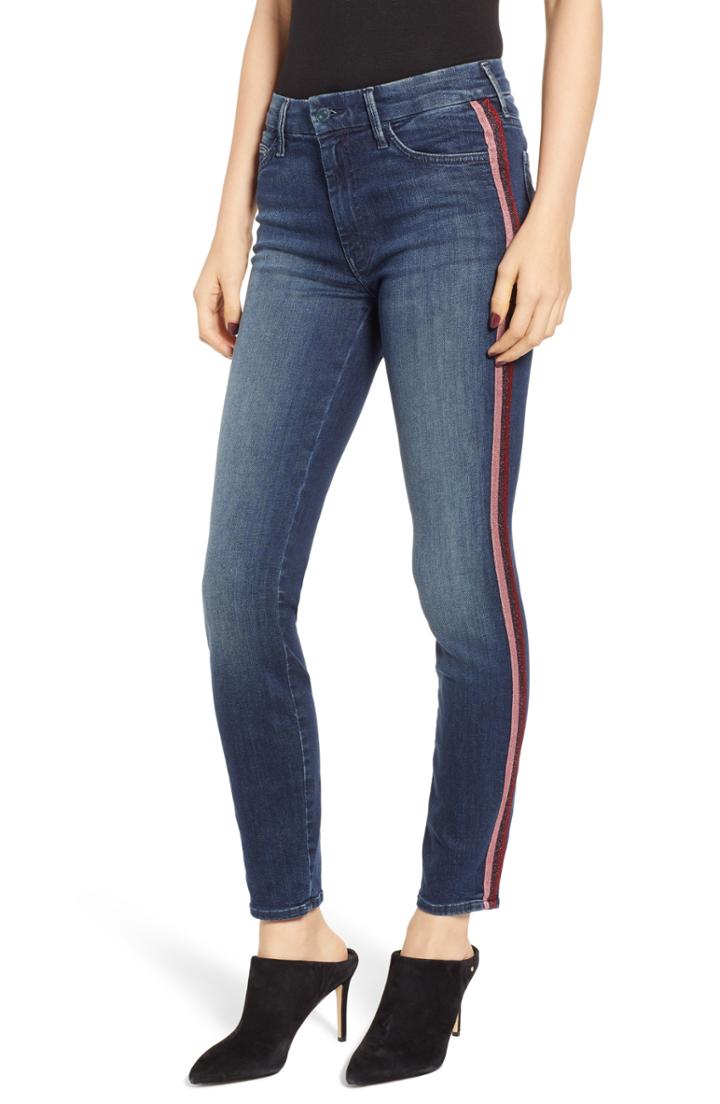 Women's Mother The Looker Side Stripe Jeans - Blue