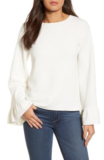 Women's Halogen Ruffle Cuff Knit Top - Ivory