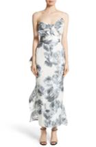 Women's Marches Print Taffeta Strapless Dress - Black