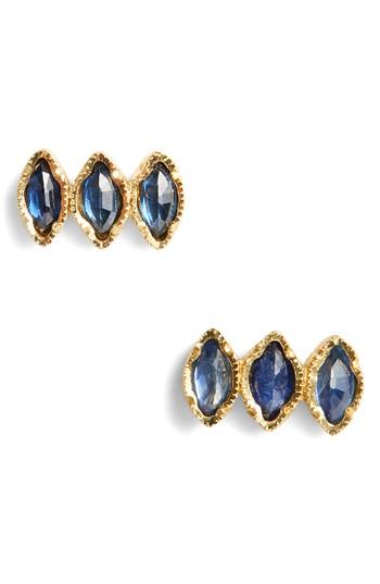 Women's Brooke Gregson Triple Sapphire Marquise Stud Earrings