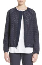 Women's St. John Collection Stretch Cotton Eyelet Jacket, Size - Grey