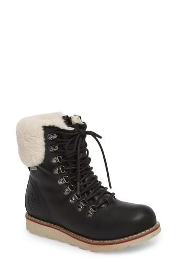 Women's Royal Canadian Lethbridge Waterproof Snow Boot With Genuine Shearling Cuff .5 M - Black