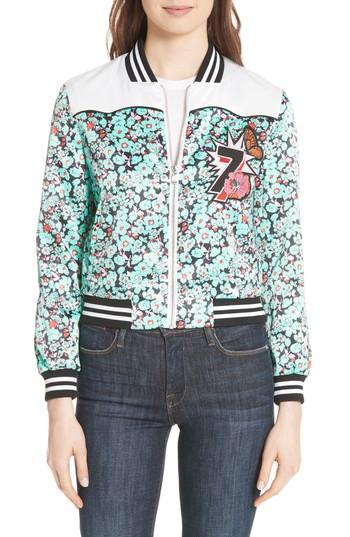 Women's Maje Bert Floral Bomber Jacket - Blue/green