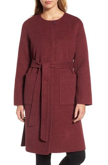 Women's Eileen Fisher Boiled Wool Blend Wrap Coat - Burgundy