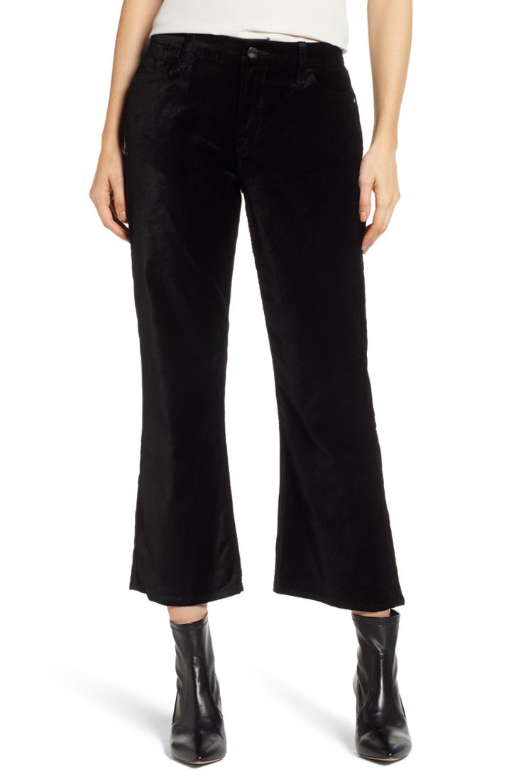 Women's Jen7 Velvet Crop Flare Pants - Black