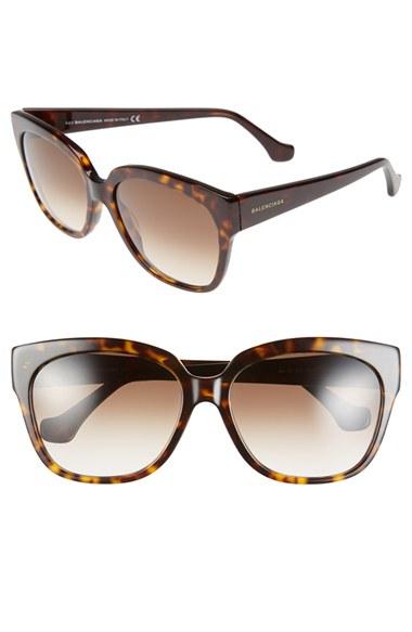 Women's Balenciaga Paris 59mm 'ba0015' Sunglasses - Dark Havana/ Gradient Brown