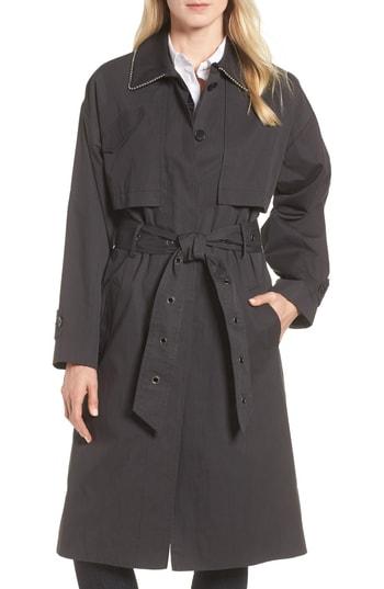 Women's Badgley Mischka Cotton Blend Utility Trench Coat - Black