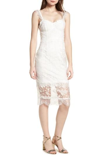 Women's Lost Ink Organza Lace Sheath Dress - Ivory