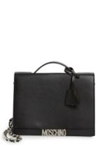 Moschino Top Handle Leather Crossbody Bag - Black
