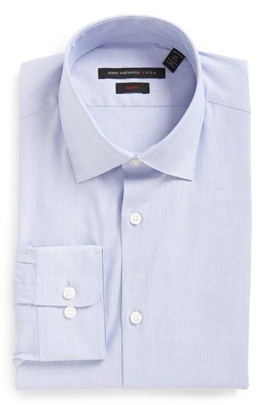 Men's John Varvatos Star Usa Soho Slim Fit Stretch Stripe Dress Shirt .5 R - Blue