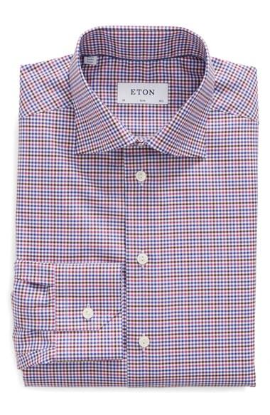 Men's Eton Slim Fit Check Dress Shirt - Purple