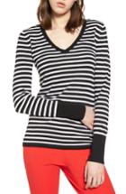 Women's Halogen Cotton Blend V-neck Sweater, Size - Black