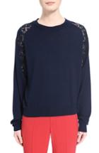 Women's Chloe Lace Inset Sweater - Blue