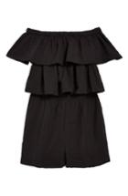 Women's Topshop Ruffle Tiered Off The Shoulder Romper Us (fits Like 0) - Black