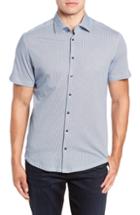 Men's Stone Rose Trim Fit Geo Print Sport Shirt, Size - Blue