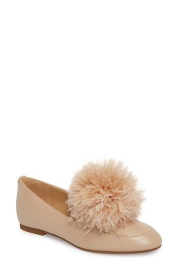 Women's Michael Michael Kors Fara Feather Pom Loafer M - Beige