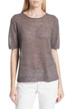 Women's Eileen Fisher Short Sleeve Linen Blend Sweater, Size - Brown