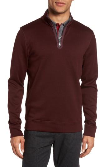 Men's Boss Sidney Quarter Zip Pullover, Size - Burgundy