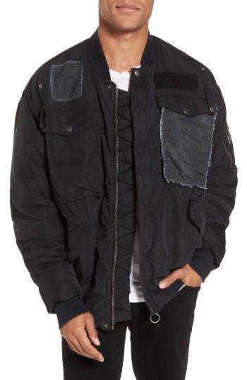 Men's Hudson Jeans Echo Oversize Bomber Jacket - Black