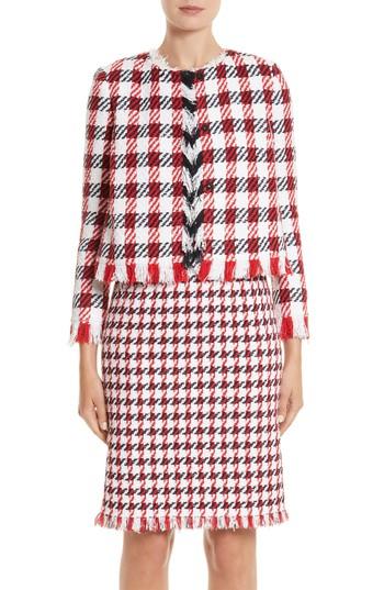 Women's Oscar De La Renta Houndstooth Tweed Jacket