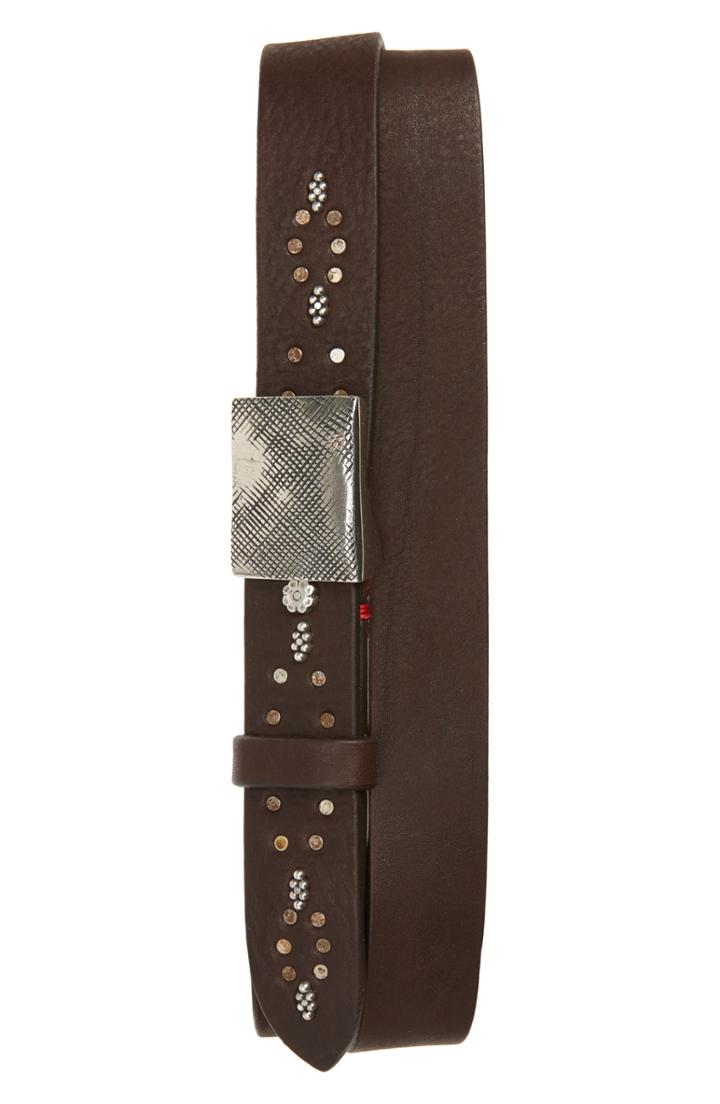 Men's Eleventy Scurrio Plate Buckle Leather Belt 0 Eu - Brown