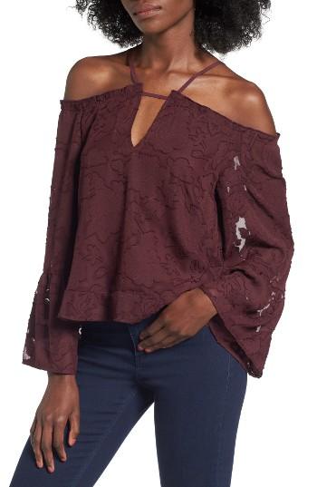 Women's Leith Off The Shoulder Applique Blouse - Burgundy