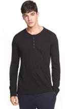 Men's Atm Anthony Thomas Melillo Raw Edge Henley, Size - Black