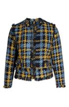 Petite Women's Halogen Plaid Tweed Jacket, Size P - Blue