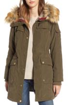 Women's 1 Madison Anorak Parka With Faux Fur Trim - Green