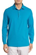 Men's Bobby Jones 'liquid Cotton' Long Sleeve Jersey Polo, Size - Blue