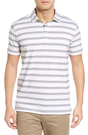 Men's Bobby Jones Shadow Stripe Stripe Pique Golf Polo, Size - White