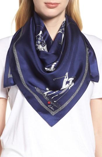 Women's Echo Golf Day Square Silk Scarf, Size - Blue