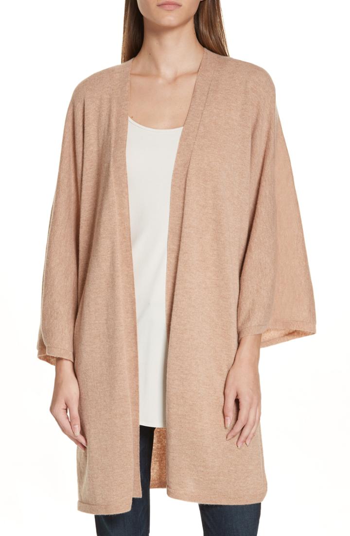 Women's Eileen Fisher Long Cashmere Cardigan /x-large - Beige