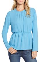 Petite Women's Halogen Cinched Waist Blouse P - Blue