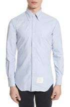 Men's Thom Browne Extra Trim Fit Oxford Shirt With Grosgrain Trim - Blue