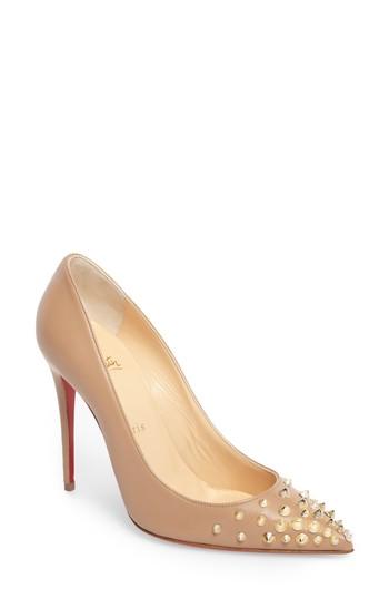 Women's Christian Louboutin Spikyshell Pump .5us / 36.5eu - Beige