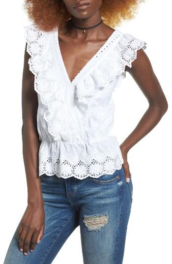 Women's J.o.a. Eyelet Ruffle Sleeve Top
