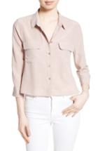 Women's Equipment 'signature' Crop Three Quarter Sleeve Shirt - Pink