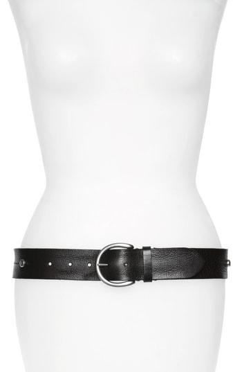 Women's Frye Screw Rivet Leather Belt - Black
