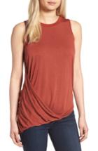 Women's Trouve Asymmetrical Drape Knit Top, Size - Metallic