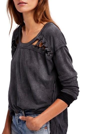 Women's Free People First Love Lace-up Tee - Black