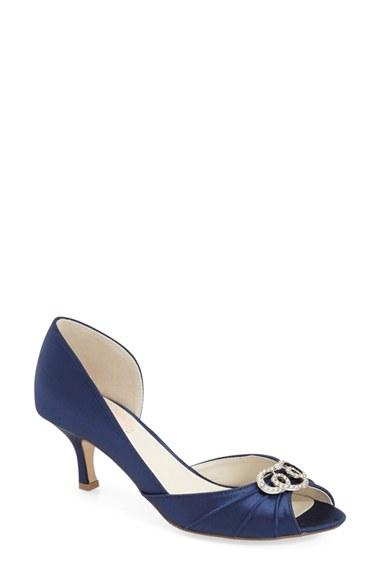 Women's Pink Paradox London 'amelia' Embellished Peep Toe Pump M - Blue