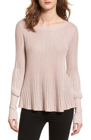 Women's 1.state Blouson Sleeve Metallic Swing Sweater